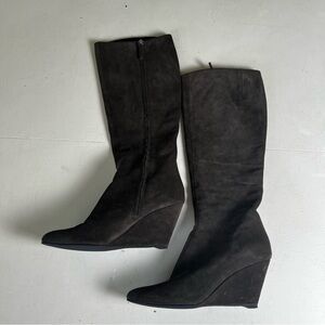 GIUSEPPE ZANOTTI- Suede Knee High Heeled Boots Brown Size 9.5